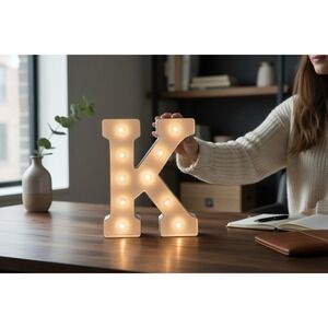Cleveland Vintage Lighting Marquee Letter K Unisex 9.87in White Brand New Metal